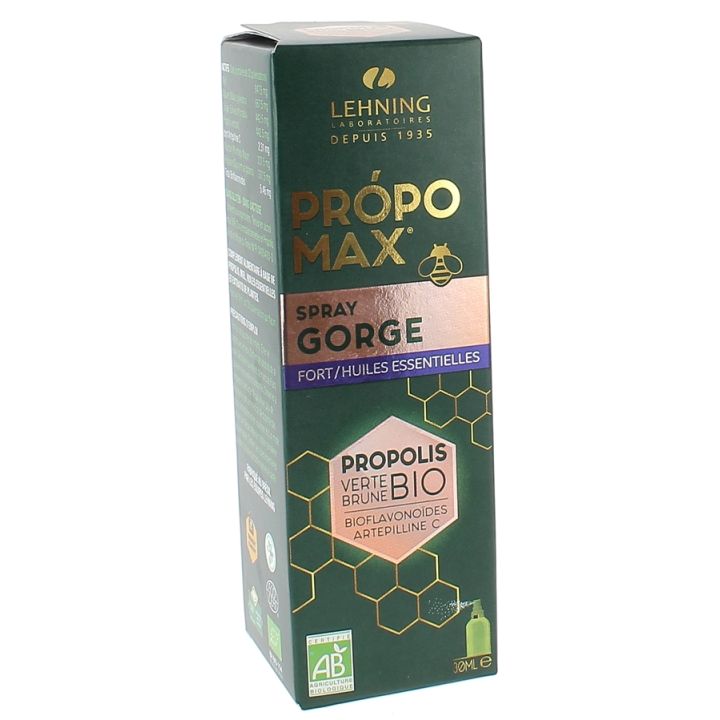 Propomax spray gorge fort/huiles essentielles propolis Lehning - spray de 30ml