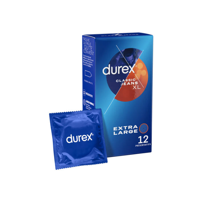 Préservatifs classic jeans extra large XL Durex - boite de 12 préservatifs