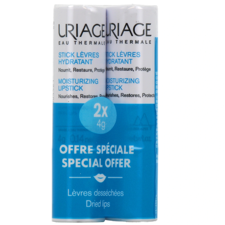 Stick à lèvres hydratant Uriage - offre spéciale lot de 2 stick de 4g
