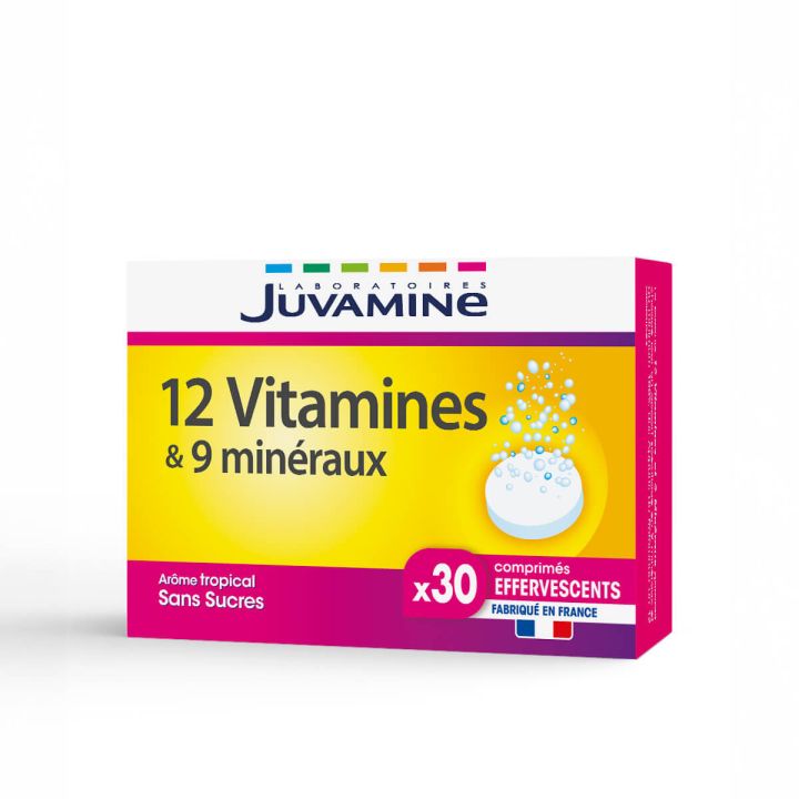 12 Vitamines & 9 Minéraux Juvamine - boîte de 30 comprimés effervescents