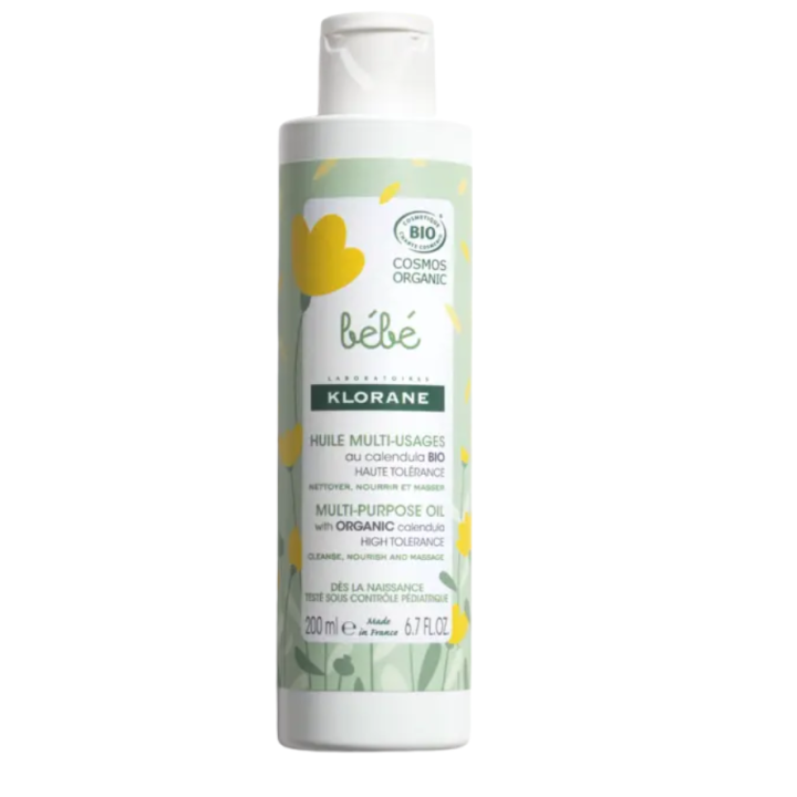 Huile multi-usages au calendula bio bébé Klorane - flacon de 200ml