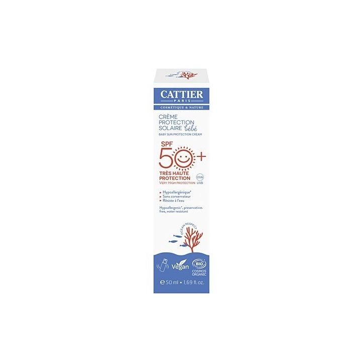 Crème solaire bébé SPF50+ Cattier - flacon pompe de 50ml