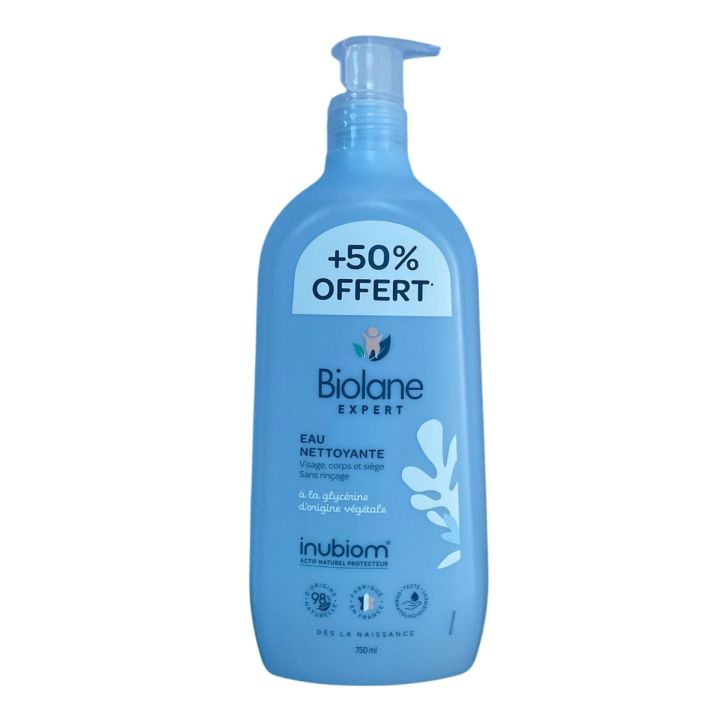 Eau nettoyante sans rinçage Biolane - flacon-pompe de 750ml offre spéciale