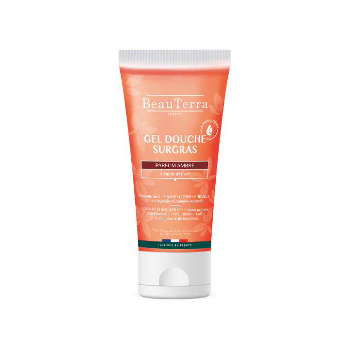 Gel douche Surgras Ambre BeauTerra - tube de 200 ml