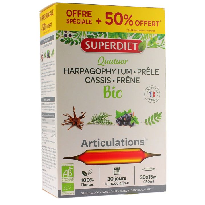 Quatuor articulations BIO Super Diet - offre spéciale + 50% offert 30x15ml