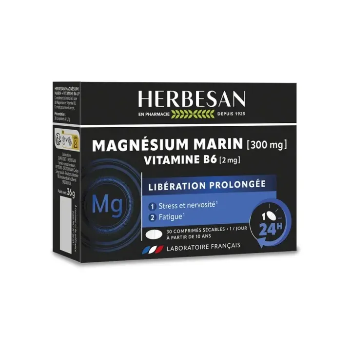 Magnésium et vitamine B6 LP Herbesan - boîte de 30 comprimés