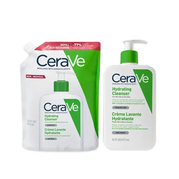 *GPT*Crème lavante hydratante CeraVe - un flacon-pompe de 473ml et une éco-recharge de 473ml offre spéciale