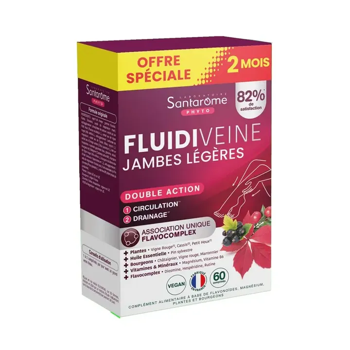 Fluidiveine jambes légères Santarome - offre spéciale 2 mois 60 comprimés 