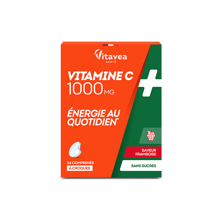 Vitamine C 1000mg saveur framboise sans sucres Vitavea - boîte de 24 comprimés à croquer