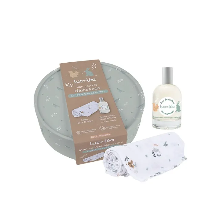 Mon coffret naissance lange et eau de senteur Luc et Léa - coffret de 2 produits