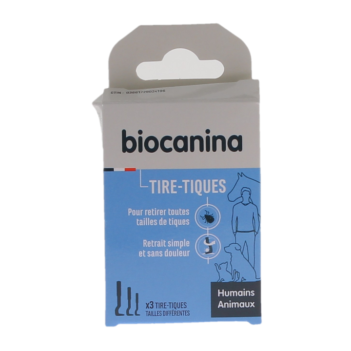 Tire-tiques humains et animaux 3 tailles différentes Biocanina - boite de 3 tire-tiques