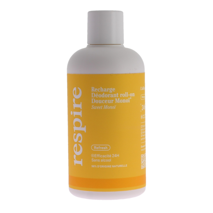 Recharge déodorant roll-on douceur monoï efficacité 24h Respire - recharge de 150ml