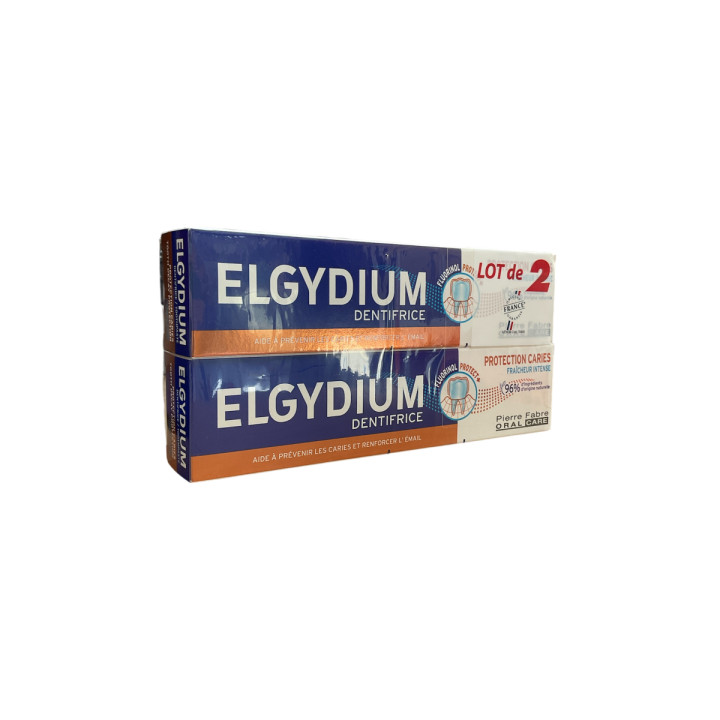 Dentifrice protection caries fraîcheur intense Elgydium - lot de 2 tubes de 75ml