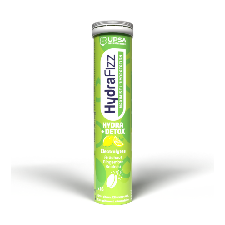 HydraFizz hydra+détox goût citron Upsa - tube de 16 comprimés effervescents 