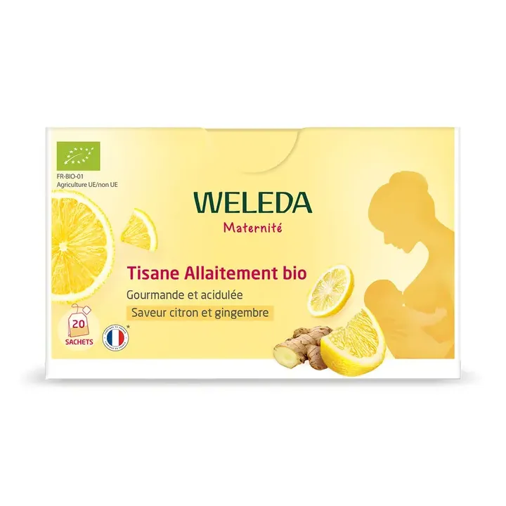 Tisane allaitement bio saveur citron et gingembre Weleda - boîte de 20 sachets 