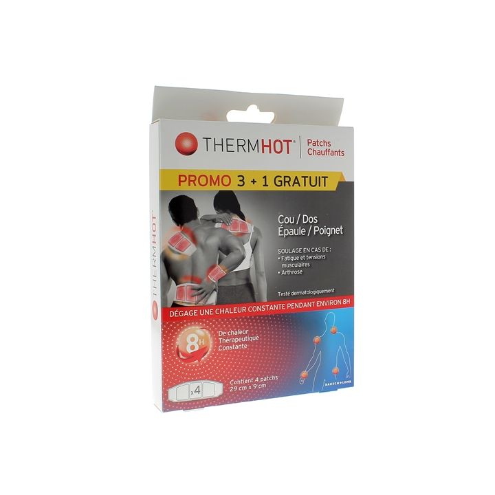 ThermHot Patchs chauffants cou/dos/épaule/poignet Therapearl - boîte de 3 patchs + 1 gratuit
