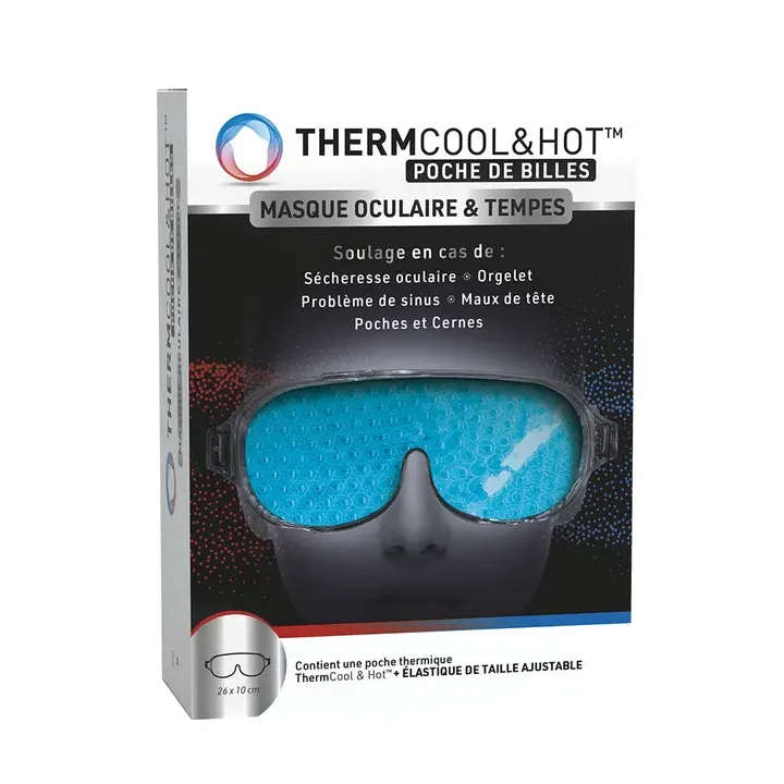 Thermocool&hot poche de billes masque oculaire et tempes Bausch lomb - poche de billes 26x10cm