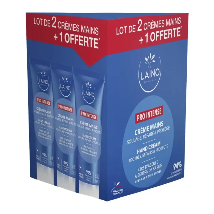 Crème mains sèches à abîmées Pro Intense Laino - lot de 3 tubes de 50ml