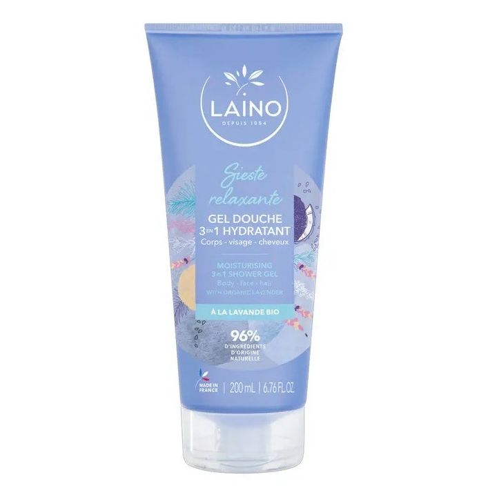Gel douche 3en1 hydratant Sieste Relaxante à la lavande bio Laino - tube de 200ml