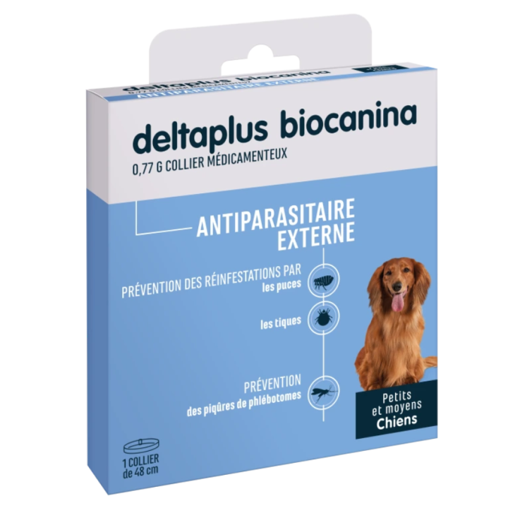 Deltaplus antiparasitaire externe petits et moyens chiens Biocanina - un collier de 48cm