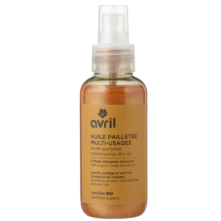 Huile pailletée multi-usages bio Avril - spray de 100ml