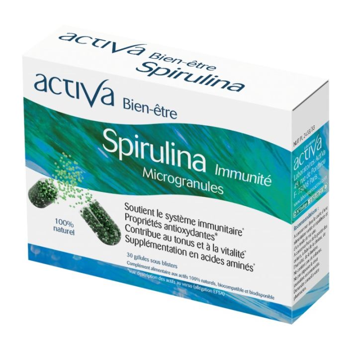 Activa bien-être Spirulina immunité - boîte de 30 gélules