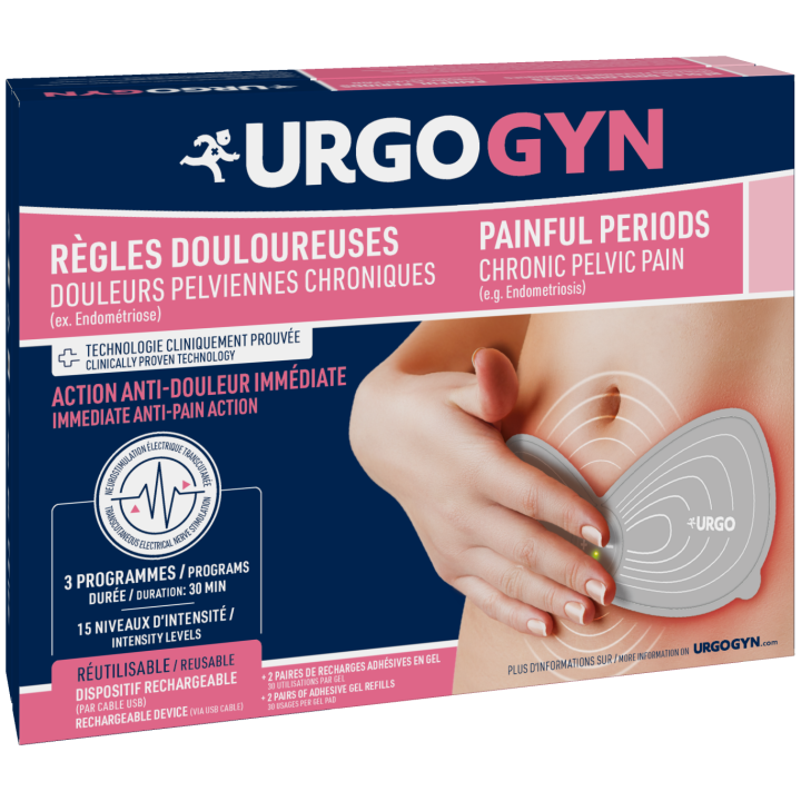Patch électrothérapie règles douloureuses Urgo - boîte contenant 1 patch et 2 recharges