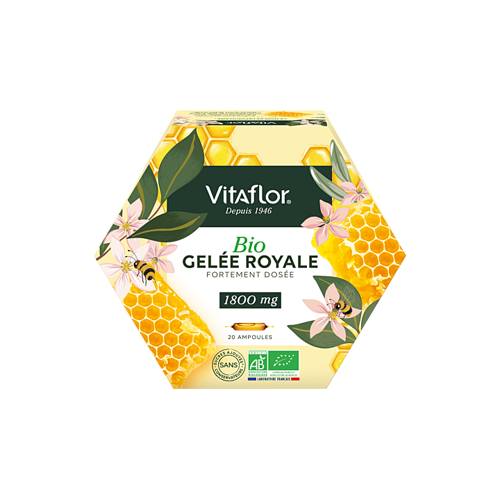 Gelée royale BIO 1800 mg Vitaflor - Boite de 20 ampoules