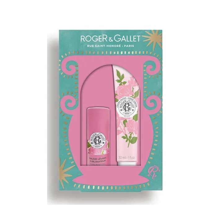 Coffret baume lèvres et crème mains Rose Roger & Gallet - coffret de 2 produits