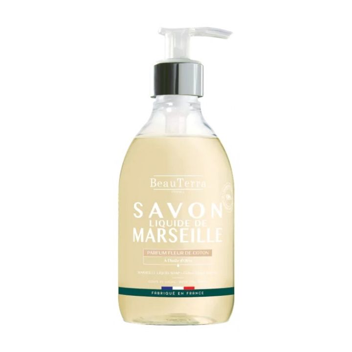 Savon liquide de marseille fleur de coton Beauterra - flacon-pompe de 300ml