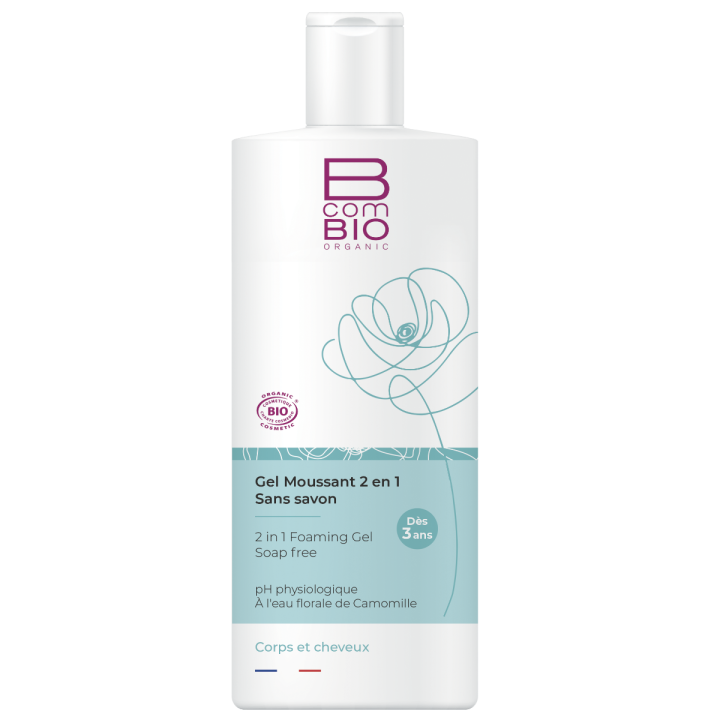 Gel moussant 2 en 1 sans savon BcomBIO - flacon de 500 ml