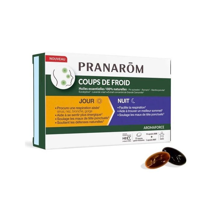 Aromaforce coup de froid jour/nuit Pranarom - boîte de 15 capsules