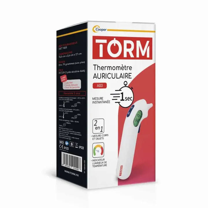 *GPT*Thermomètre auriculaire A03 2en1 Torm Cooper - un thermomètre