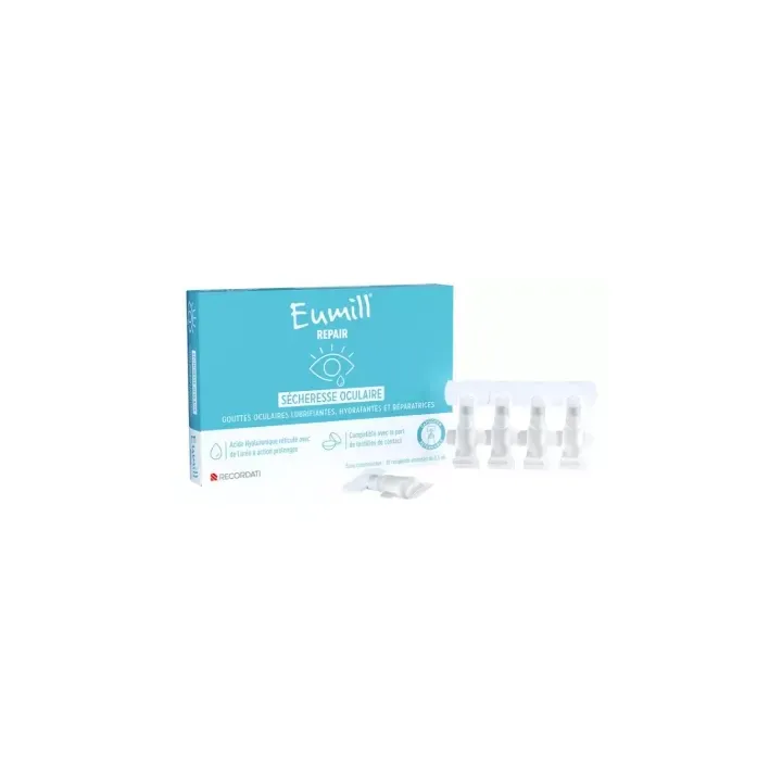 Gouttes sécheresse oculaire Eumill Repair - boîte de 10 unidoses de 0,5ml