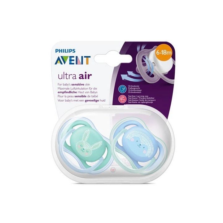 Sucette Ultra air 6-18 mois Avent - lot de 2 sucettes