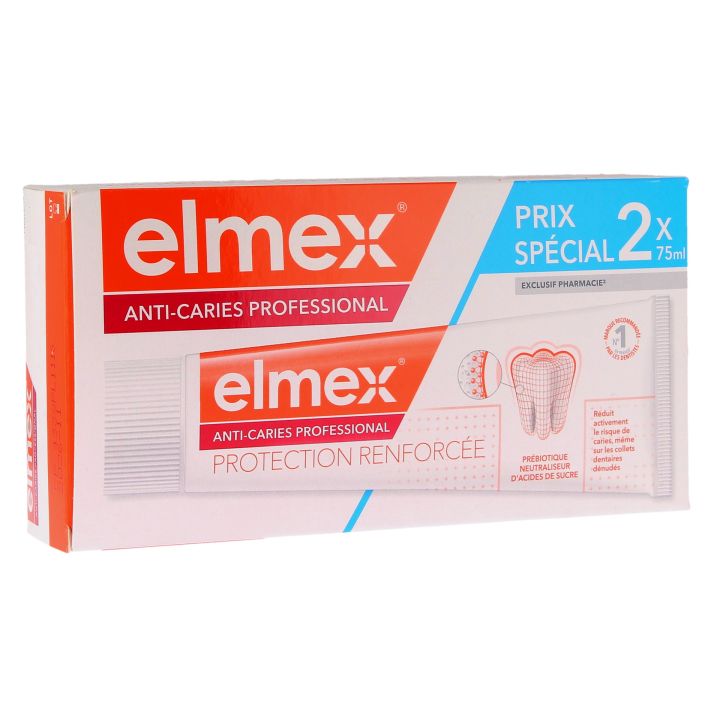 Dentifrice anti-caries professional Elmex - lot de 2 tubes de 75ml