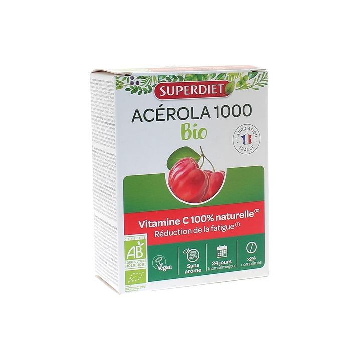 Acérola 1000 bio Super Diet - boite de 24 comprimés