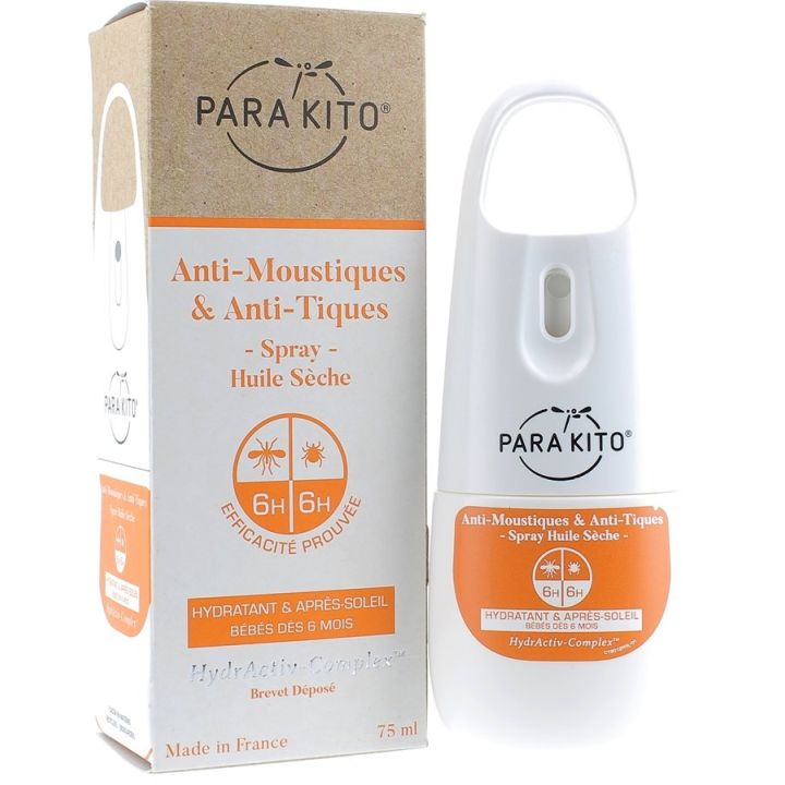 Anti-Moustiques & Anti-Tiques spray huile sèche Para kito - spray de 75 ml