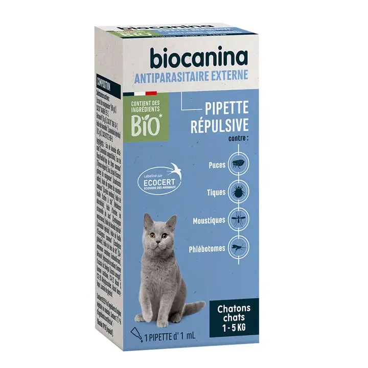 Antiparasitaire externe pipette répulsive chatons chats 1-5kg Biocanina - boîte d'une pipette