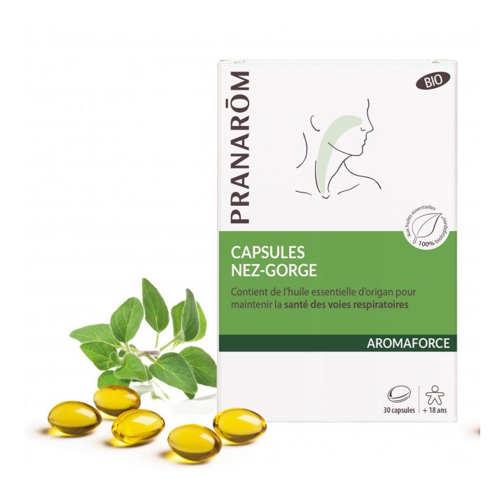 Aromaforce Capsules Nez-Gorge Bio Pranarôm - boîte de 30 capsules