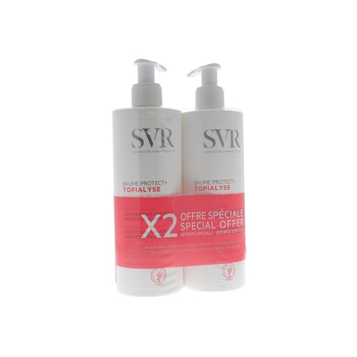Baume protect+ Topialyse peaux à tendance atopique SVR - lot de 2 flacons pompe de 400 ml