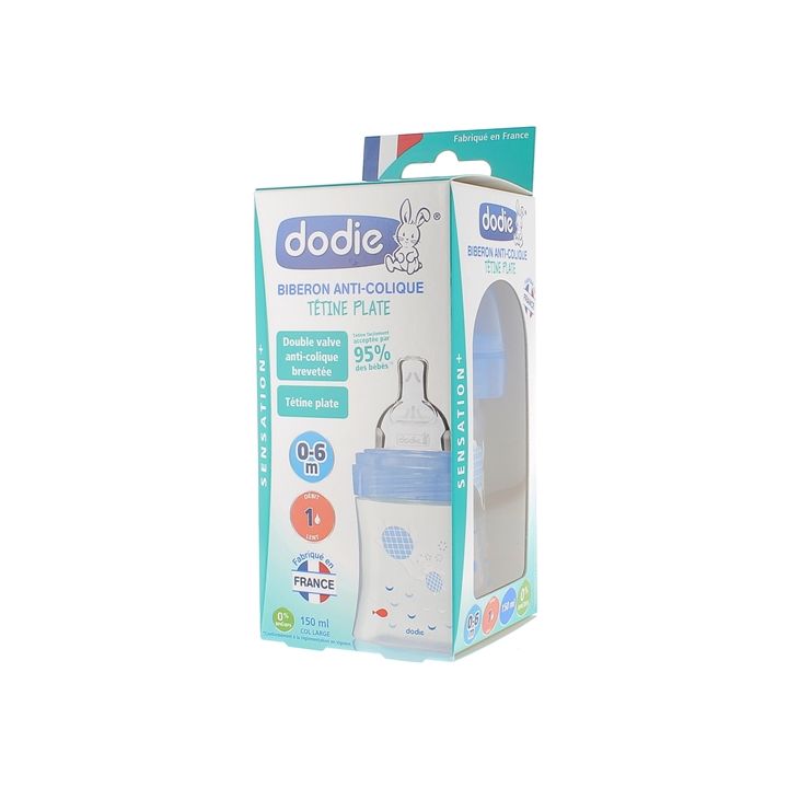 Biberon Sensation+ débit lent mer 0-6mois Dodie - Biberon de 150ml