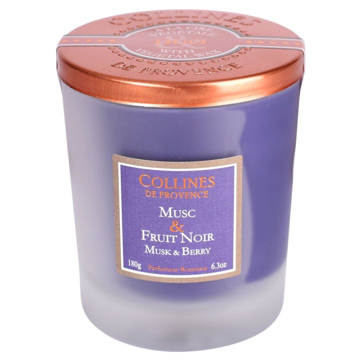 Bougie parfumée Musc & Fruit Noir Collines de Provence - bougie de 180g