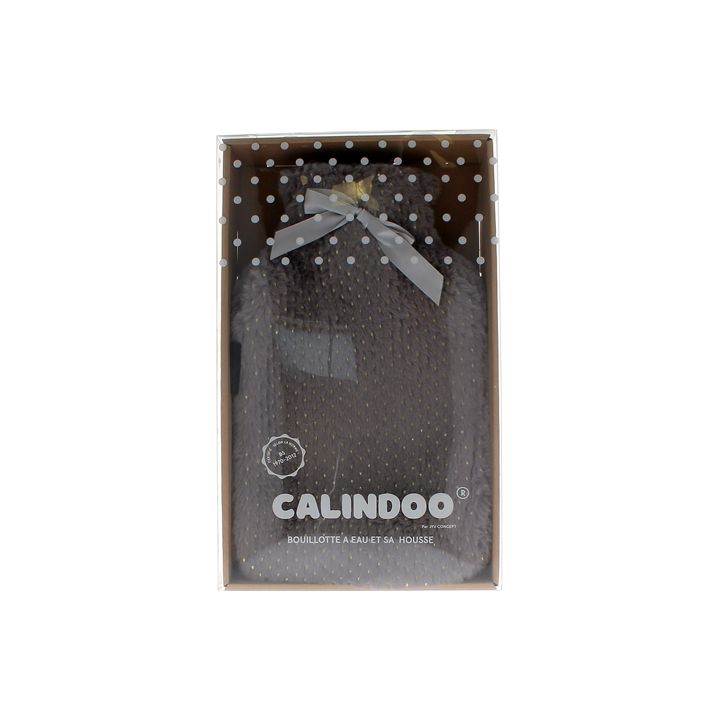 Bouillotte à eau avec housse grise brillante Calindoo - bouillotte de 2L