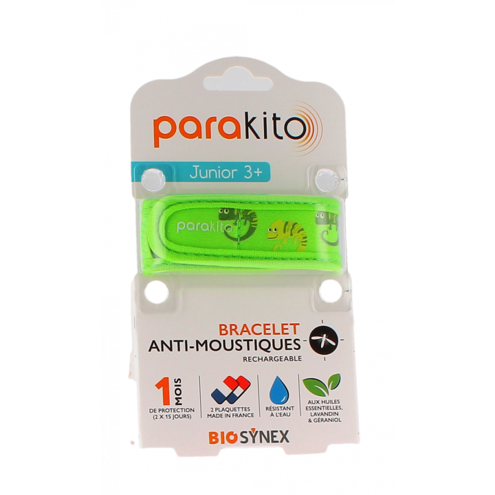Bracelet anti-moustique rechargeable junior Caméléon Para'kito - 1 bracelet + 2 recharges