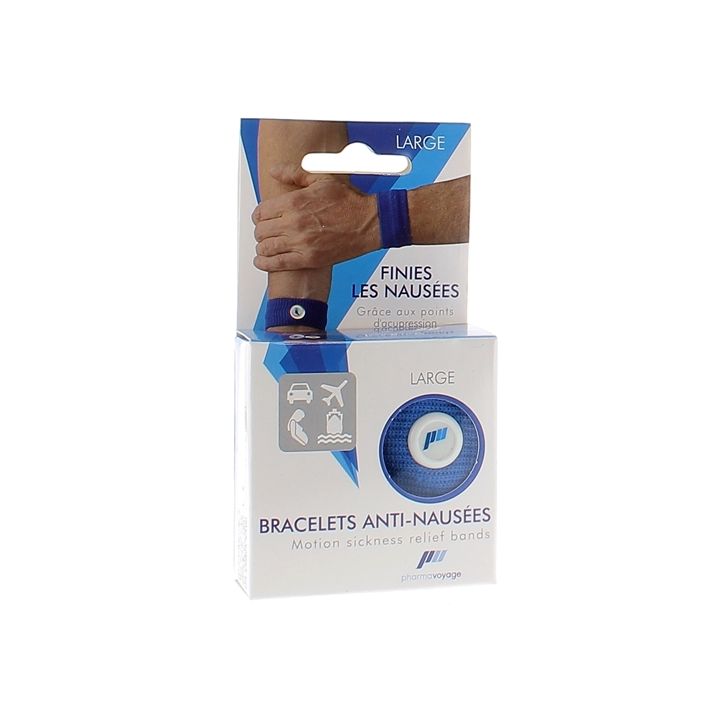 Bracelet anti-nausées adulte bleu taille large Pharmavoyage - une paire de bracelet