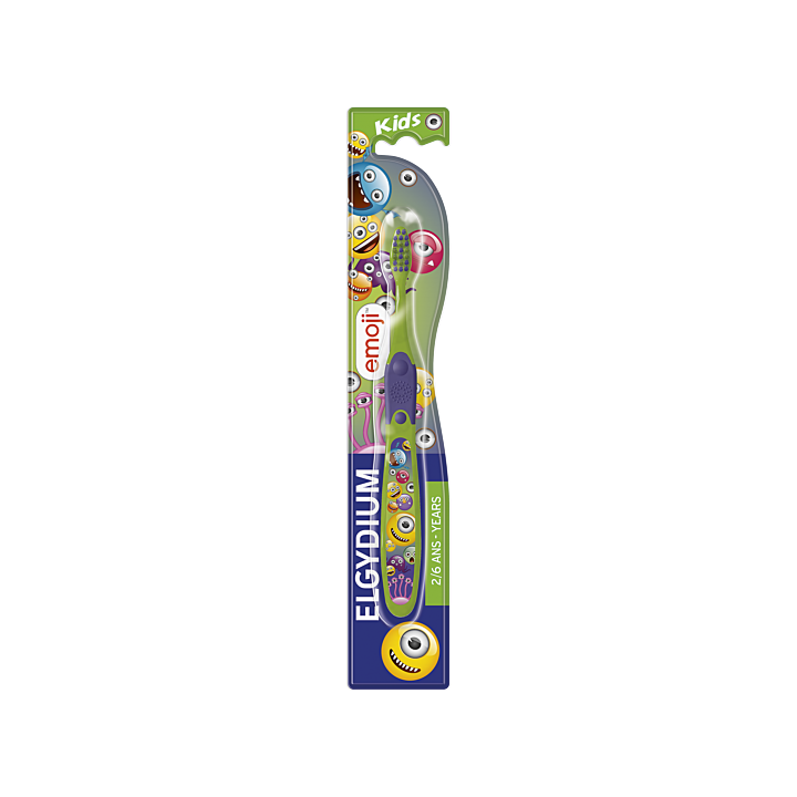 Brosse à dents Kids Emoji 2-6 ans Elgydium - une brosse à dents