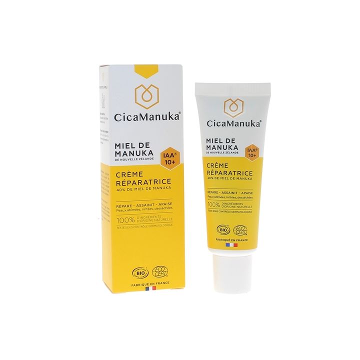 Crème réparatrice 40% de Miel de Manuka IAA 10+ bio CicaManuka - tube de 40 ml