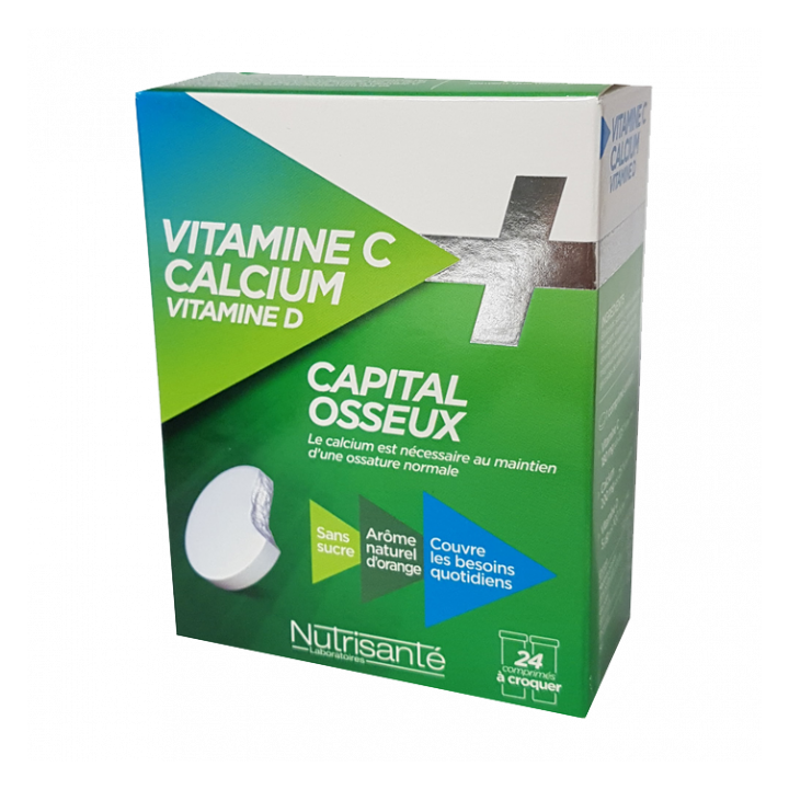 Capital osseux Vitamine C + D + Calcium Nutrisanté - boite de 24 comprimés