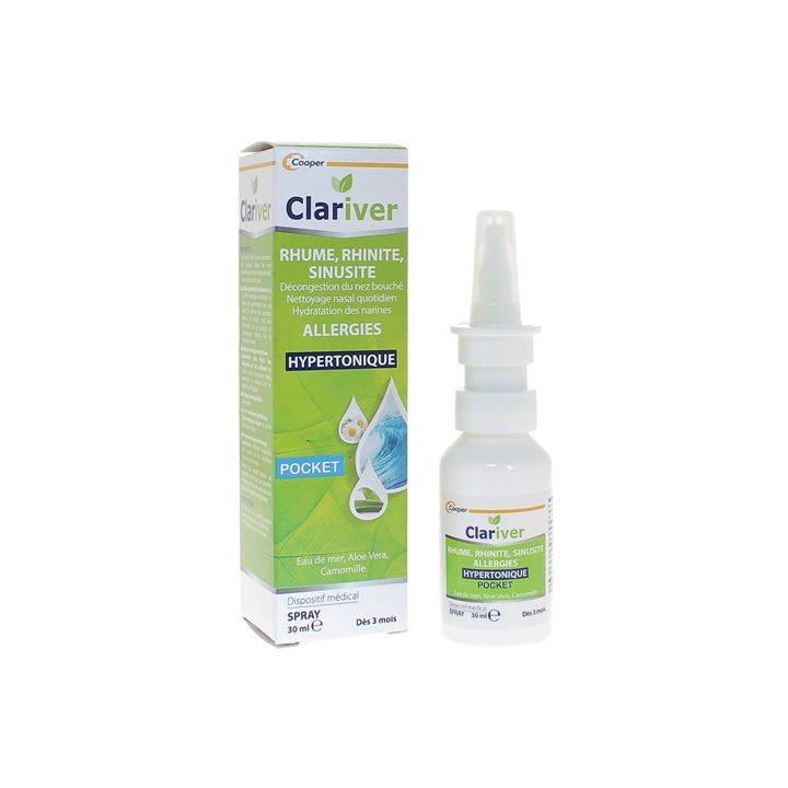 Clariver Spray nasal rhume, rhinite, sinusite, allergies Cooper - spray de 30ml